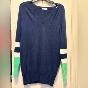 Equipment  Cashmere Sweater Navy With Color-block Sleeves Sz Large